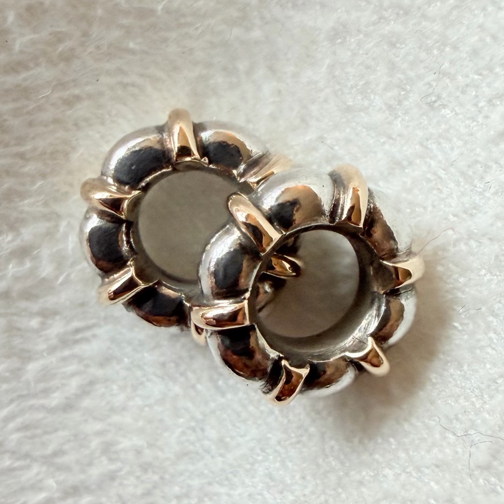 Retired PANDORA Sterling Silver w/14K Gold Seattle Spacer - 790266 - price for 1
